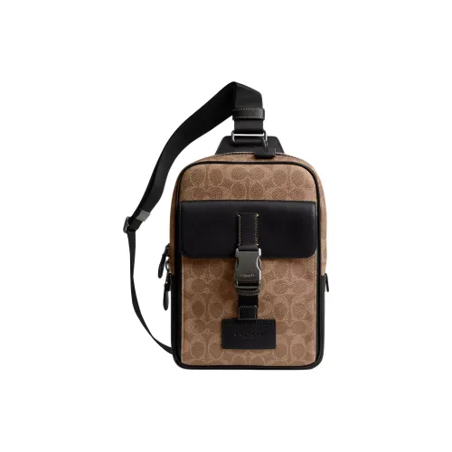 COACH Sullivan Coated Canvas Shoulder Bag Crossbody Bag Small Size Men's Tan & Black