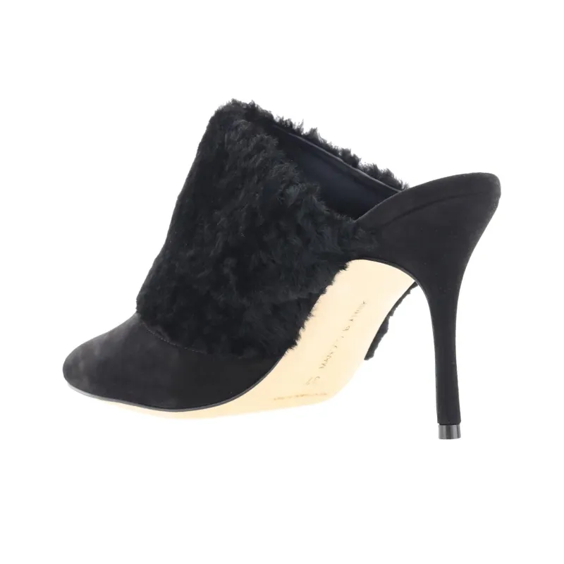 MANOLO BLAHNIK Closed Toe Slippers 9cm Women's Black-3