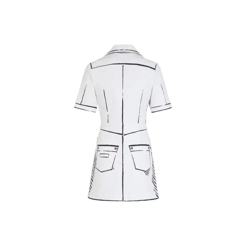 FENDI SS23 Short Sleeved Dress Women's White-1