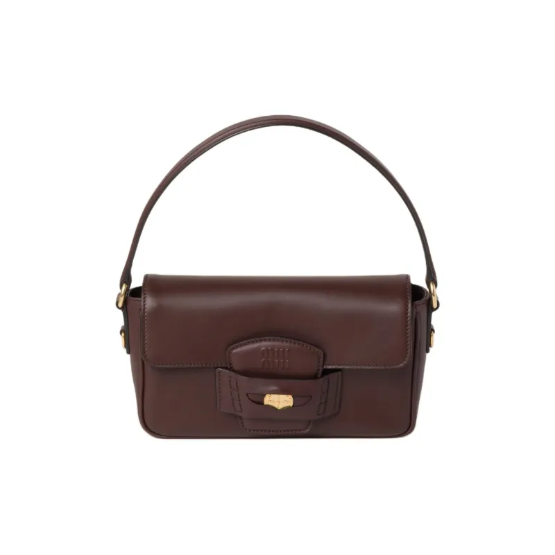 MIU MIU Penny Leather Shoulder Bag Crossbody Bag Handbag Regular Women's Heather Wood Color-0