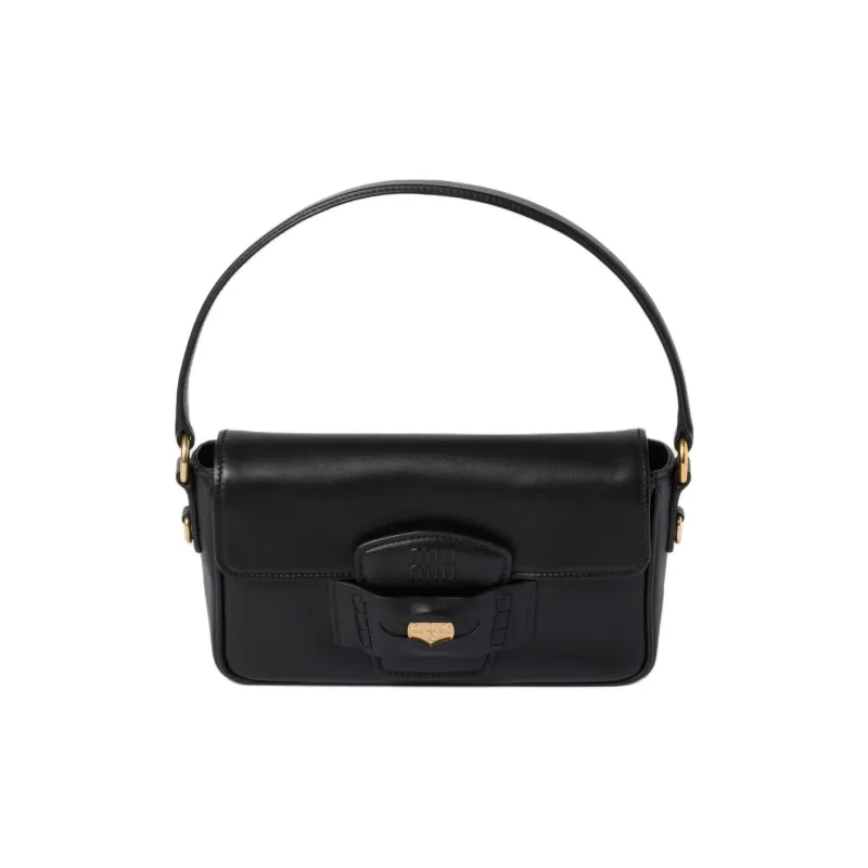 MIU MIU Penny Leather Shoulder Bag Crossbody Bag Handbag Regular Women's Black-0