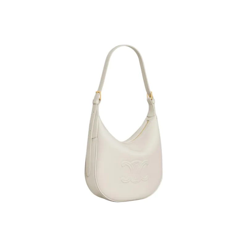 CELINE Triomphe Cow Leather Portable Crossbody Bag, Shoulder Bag Small Size Women's Cotton White-2