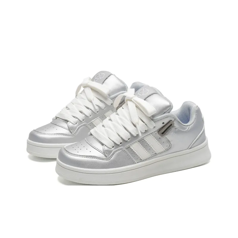 ABCIO Water-Resistant Cushioning Coverage Low-Top Skateboard Shoes Unisex White Moon Pink-2