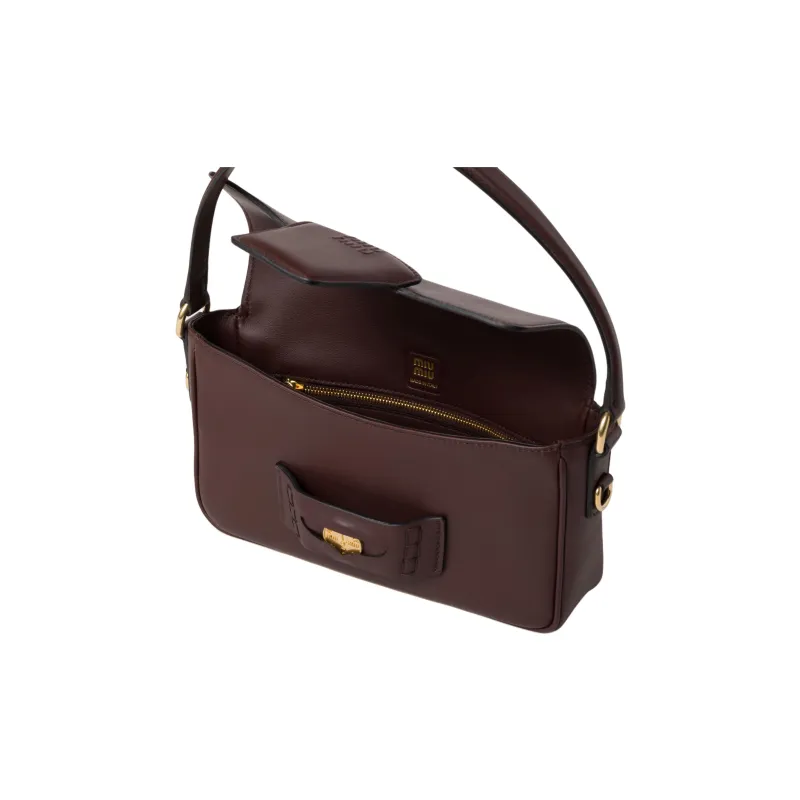 MIU MIU Penny Leather Shoulder Bag Crossbody Bag Handbag Regular Women's Heather Wood Color-3