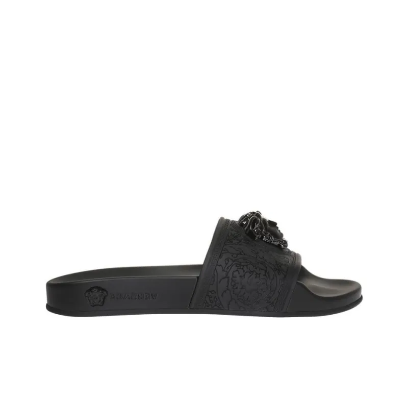VERSACE Women's Baroque Medusa Slide 'Black'-1