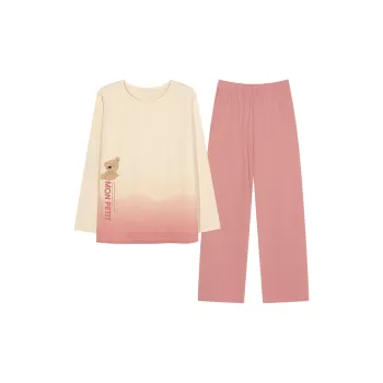 Montagut Pajama Set Fall And Winter Women's Two-Piece Set Pink