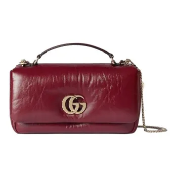 GUCCI Leather Shoulder Bag Crossbody Bag Handbag Small Size Women's Red