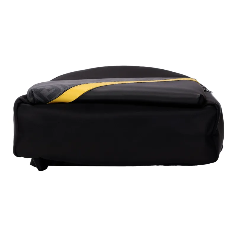 FENDI Artificial Leather Backpack Men's Black/Gray Color/Yellow-5