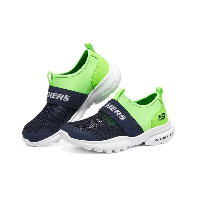 Skechers Razor Fle Slip Resistant Cushioning Abrasion Resistant Low Top Casual Shoes Marine Blue/Lemon Teenagers-2