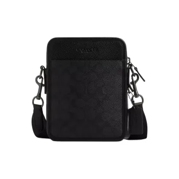 COACH Sullivan Coated Canvas Crossbody Bag Shoulder Bag Small Size Men's Charcoal & Black