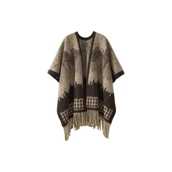 EQUIPMENTELEGANT Shawls Women's Coffee/Black White/Snowflake