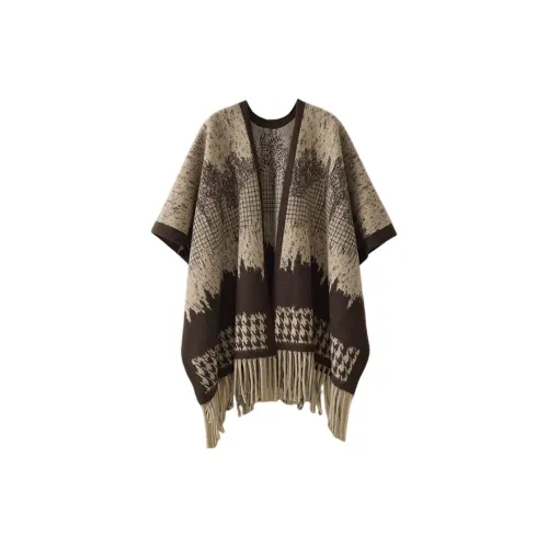 EQUIPMENTELEGANT Shawls Women's Coffee/Black White/Snowflake