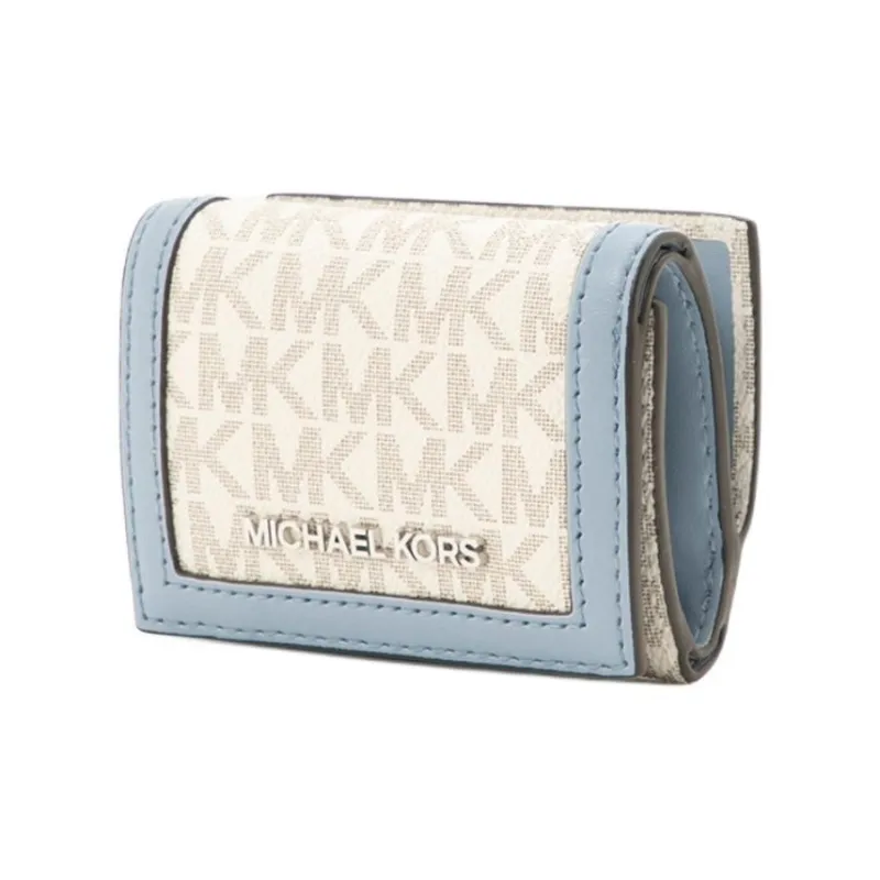 MICHAEL KORS Jet Set Travel Coated Canvas Wallet Women's Light Blue Multicolor-5