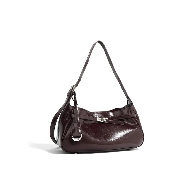 FAIRWHALE Cow Leather Shoulder Bag Regular Women's Mocha/Vintage Red/Premium Black/Moon White-9