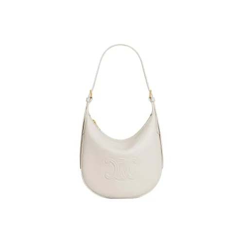 CELINE Triomphe Cow Leather Portable Crossbody Bag, Shoulder Bag Small Size Women's Cotton White