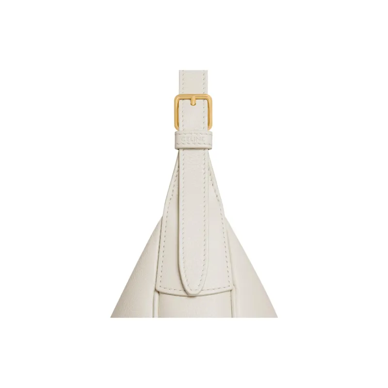 CELINE Triomphe Cow Leather Portable Crossbody Bag, Shoulder Bag Small Size Women's Cotton White-4