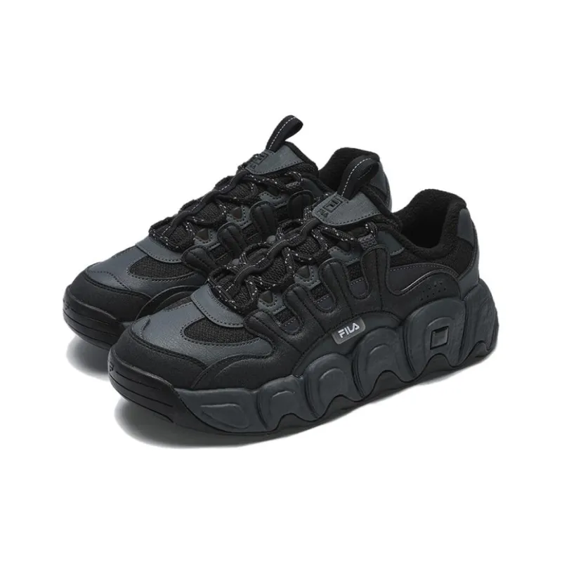 FILA Croissant Anti Slip And Wear Resistant Warm Low Top Chunky Sneakers Women's Black-1