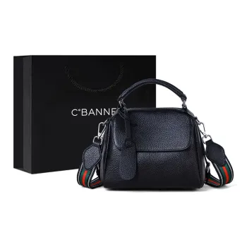 C°BANNER Synthetic Leather With Cow Leather One Shoulder Small Square Handbag Regular Women's Black