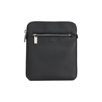 HUGO BOSS Cow Leather Envelope Bag, Shoulder Bag, Crossbody Bag Men's Black