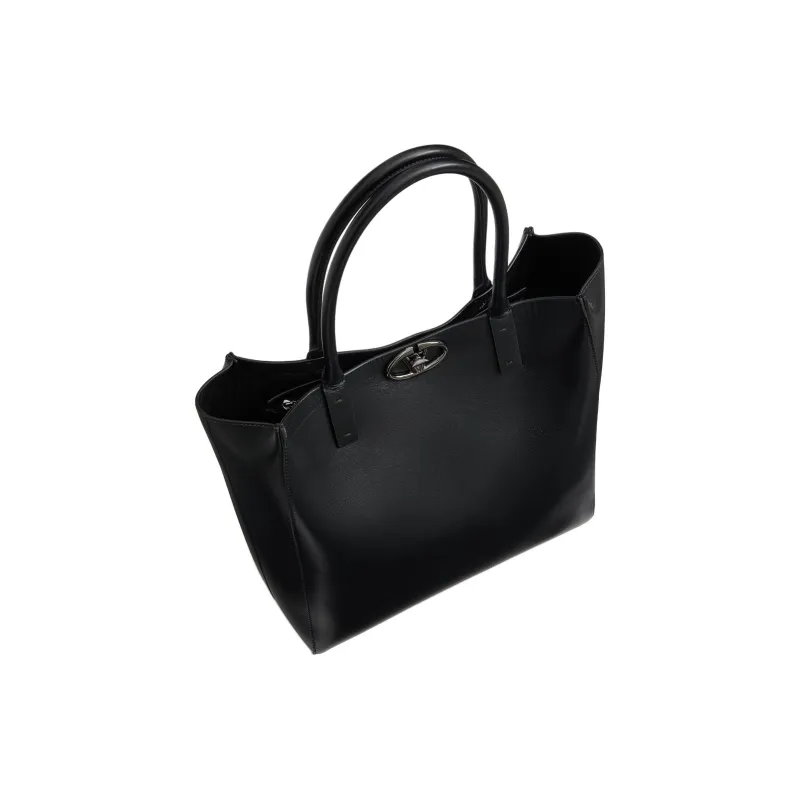 Valentino Vlogo Leather Tote Bag Shopping Bag Handbag Medium Size Men's Black-4