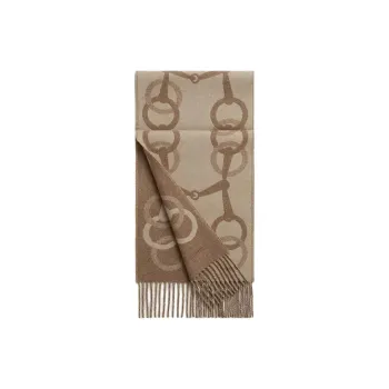 HERMES Cashmere Knit Scarves Unisex Beige