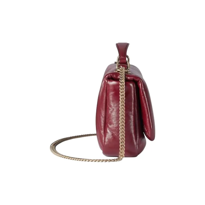 GUCCI Leather Shoulder Bag Crossbody Bag Handbag Small Size Women's Red-2