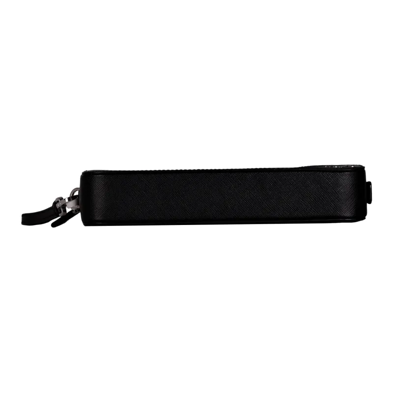PRADA Cow Leather Clutch Men's Black-6
