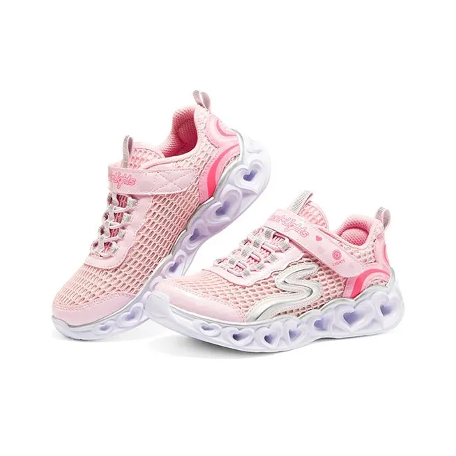 Skechers Heart Lights Slip-Resistant Cushioning Wear-Resistant Kids Lifestyle Shoes Pink Teenagers-2