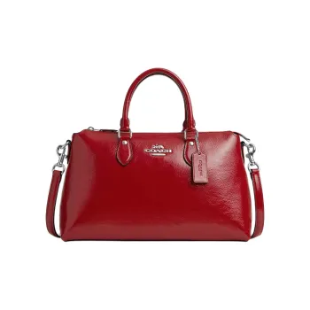 COACH Patent Leather Shoulder Bag, Crossbody Bag, Handbag Large Size Women's Red