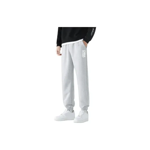 WARRIOR Knitted Sweatpants Men Light Gray Single Lining