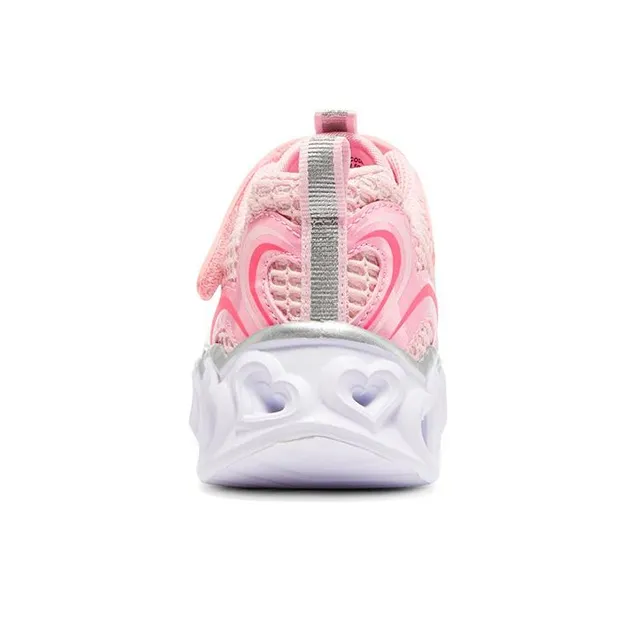 Skechers Heart Lights Slip-Resistant Cushioning Wear-Resistant Kids Lifestyle Shoes Pink Teenagers-3
