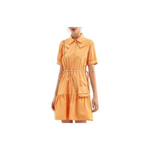 FOREVER 21 Short-Sleeved Dresses Women's Orange