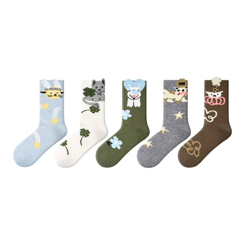 Primeet Mid Calf Socks Women's 5 Pack-24