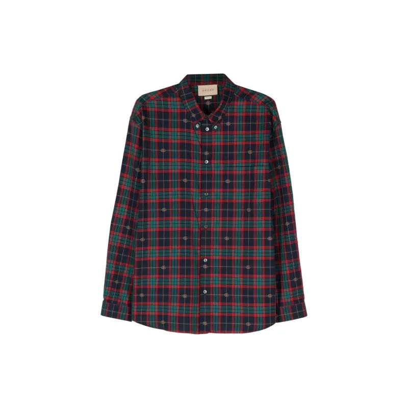 GUCCI Double G Tartan Shirt-1