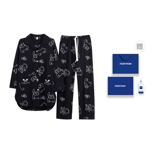 Floating Light Islands Pajama Set Women's Gift Box Set Black