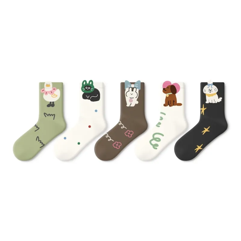 Primeet Mid Calf Socks Women's 5 Pack-4