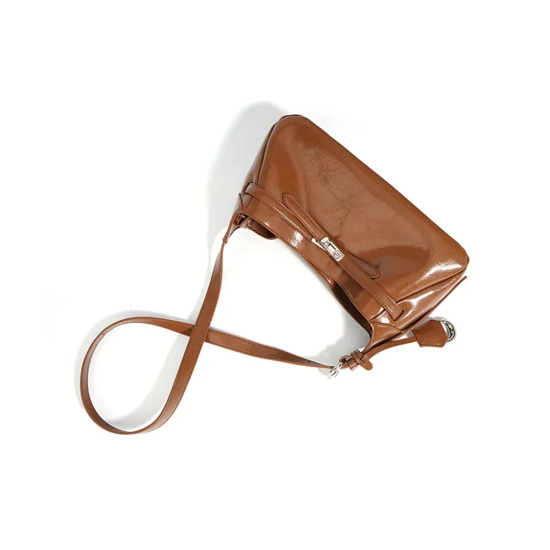 FAIRWHALE Cow Leather Shoulder Bag Regular Women's Mocha/Vintage Red/Premium Black/Moon White-4