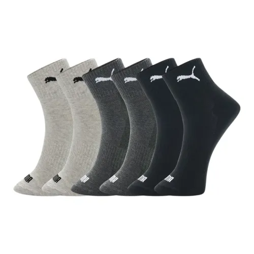 PUMA Mid-Calf Socks Men's 6 Pack Black And Gray Combination