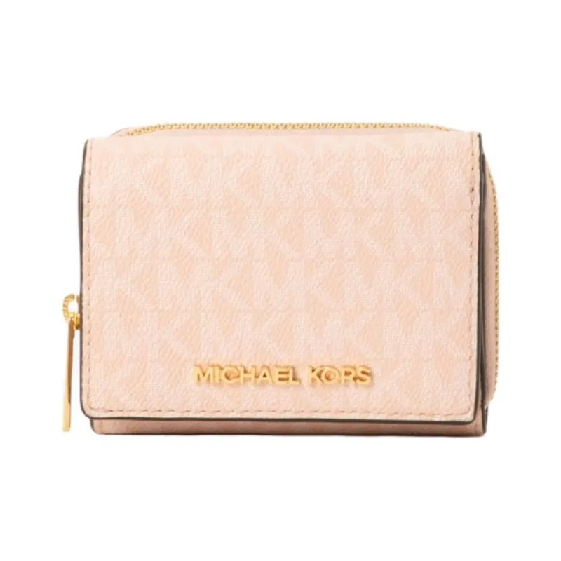 MICHAEL KORS Jet Set Travel Coated Canvas Wallet Trumpets Women's Pink-0