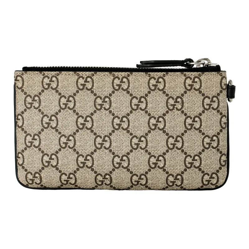 GUCCI Canvas With Leather Coin Purse Clutch Men's Beige/Ebony-4