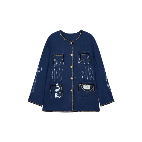 STARFEI Denim Jackets Unisex Navy Blue