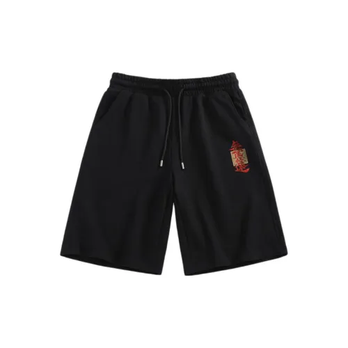 WARRIOR Casual Shorts Men Black-WHL Good Luck Pants Label