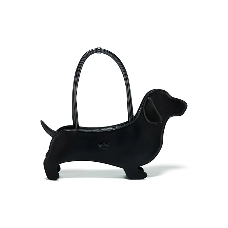 Crying Center PU Sausage Dog Bag, One Shoulder Handbag Regular Unisex Black/Blue-5
