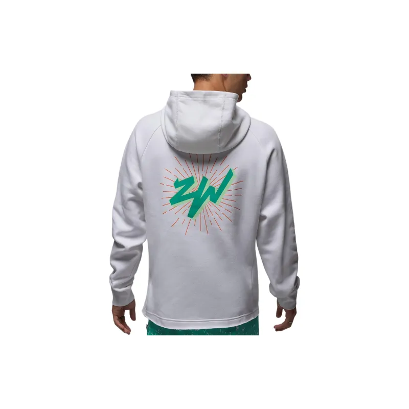 Jordan Zion FW24 Fleece Pullover Hoodie Sweatshirt Men's White-1