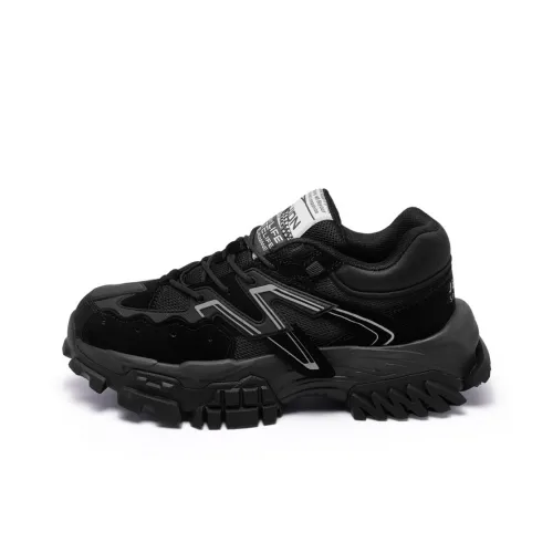 JEEP SPIRIT Anti Slip Wear Resistant Breathable Height Increasing Coverage Low Top Chunky Sneakers Unisex Black