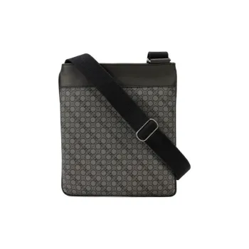 FERRAGAMO Leather Shoulder Bag Crossbody Bag Men's Gray Black