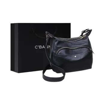 C°BANNER Cow Leather With Synthetic Leather Mom Bag, Shoulder Bag, Crossbody Bag Large Size Women's Black