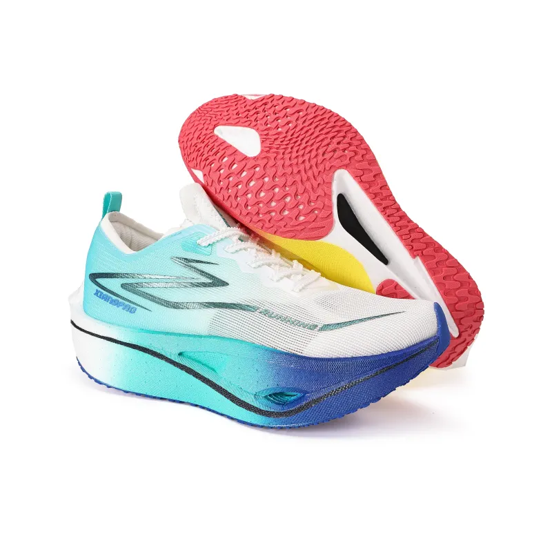 Xiangpao Low-Top Running Shoes Unisex Mismatched Color-Pale Yellow And Cyan-4