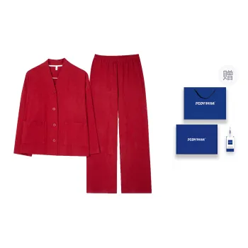 Floating Light Islands Pajama Set Women's Gift Box Set Red