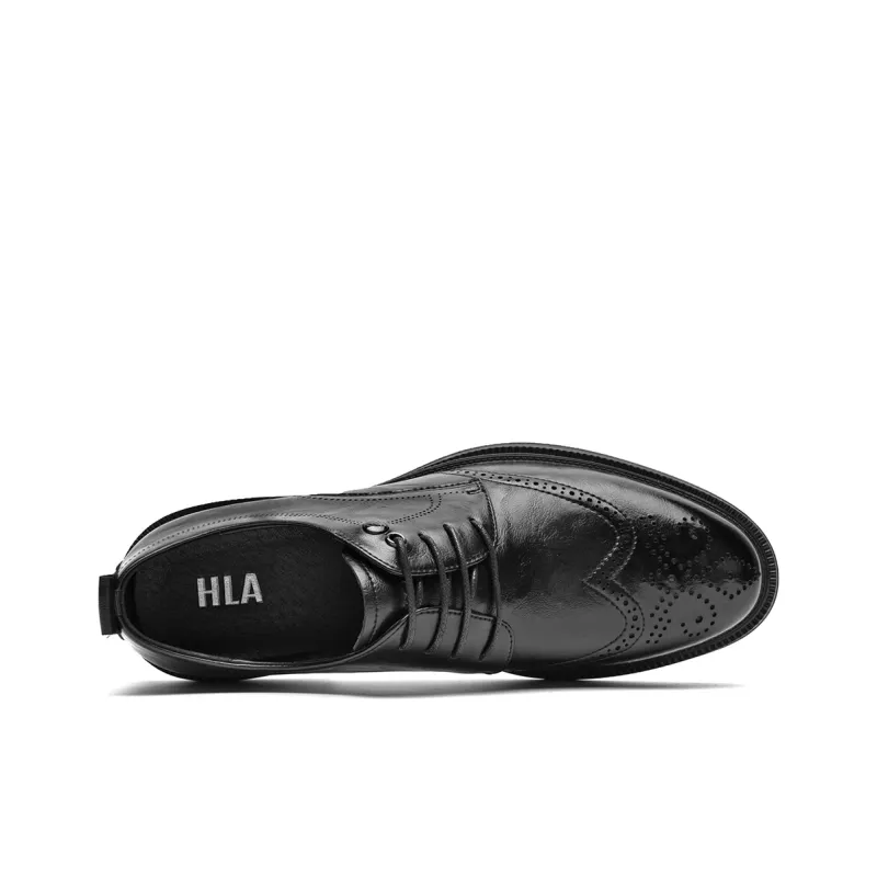 HLA Dress Shoes Men Low Top Black-2